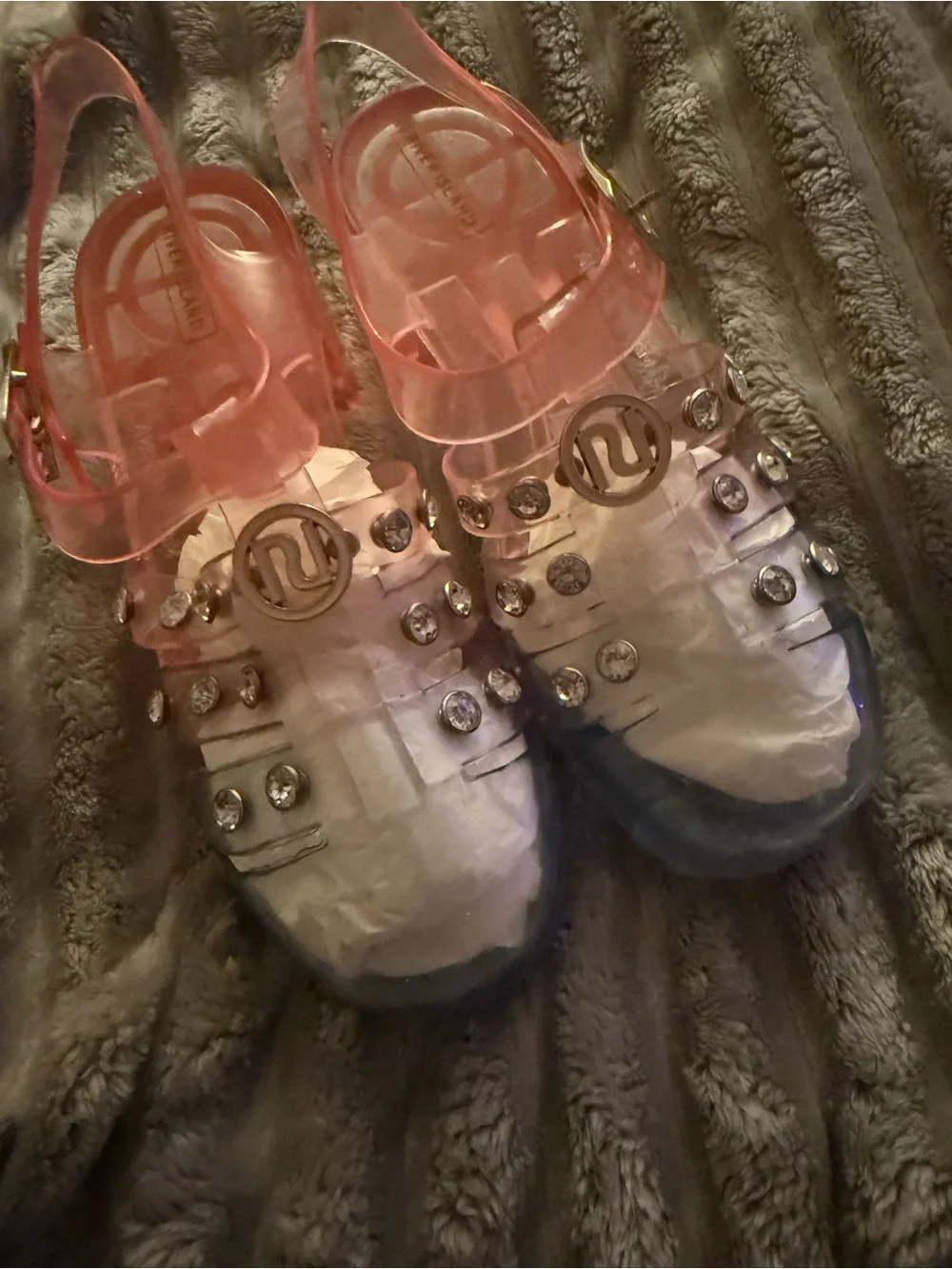 River Island Pink to Blue Ombre Jelly Sandals with Silver Studs